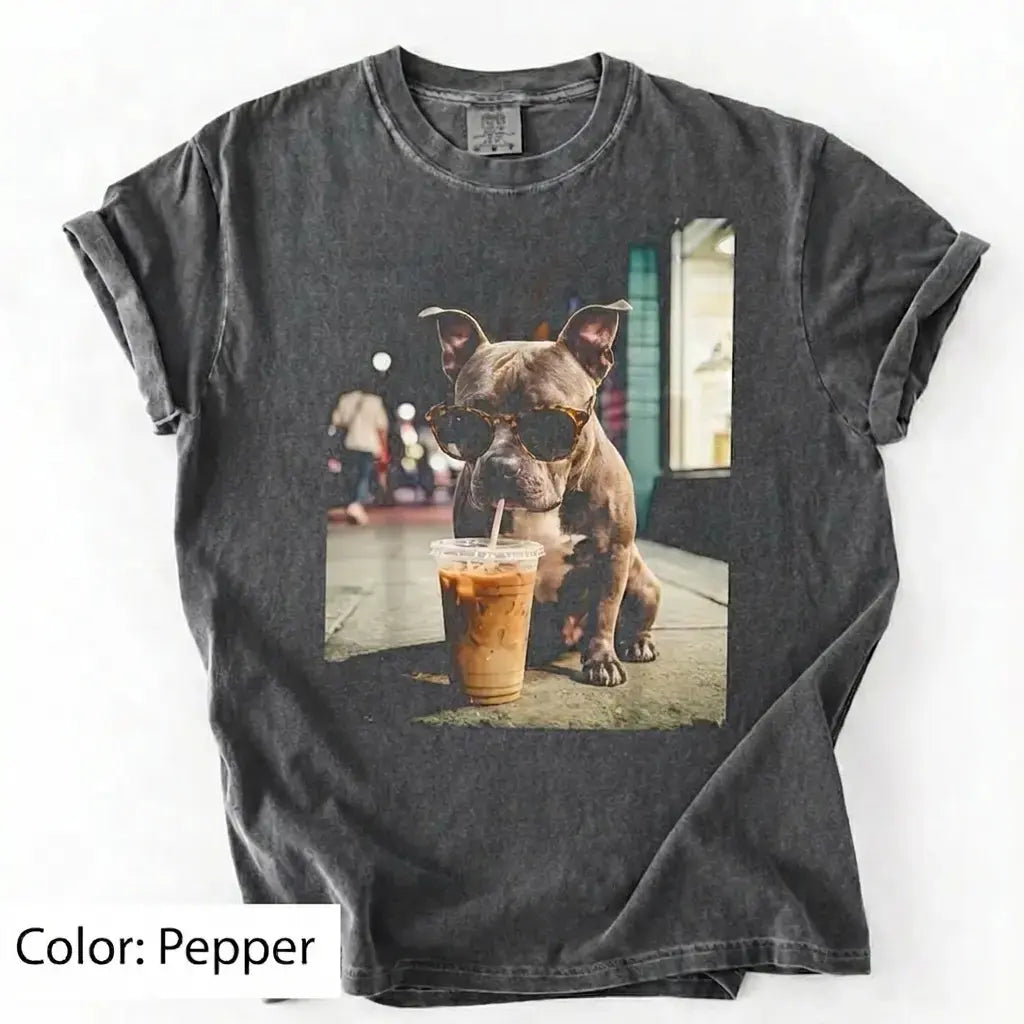 Dog Drinking Iced Coffee Meme Gift for Dog Lovers T-Shirt/Sweatshirt/Hoodie