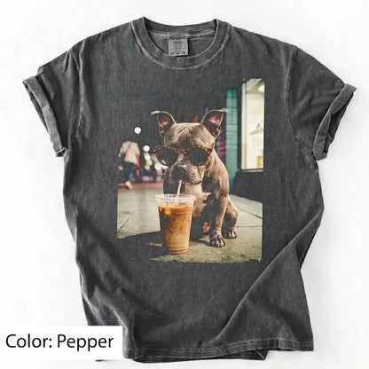 Dog Drinking Iced Coffee Meme Gift for Dog Lovers T-Shirt/Sweatshirt/Hoodie