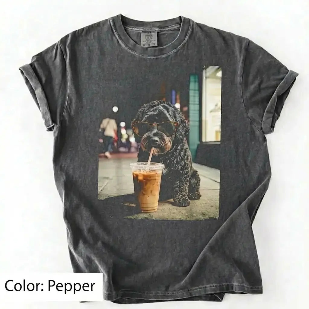 Dog Drinking Iced Coffee Meme Gift for Dog Lovers T-Shirt/Sweatshirt/Hoodie