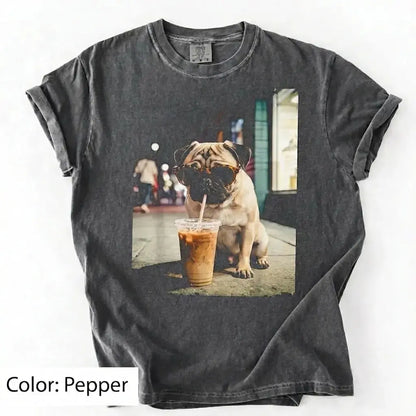 Dog Drinking Iced Coffee Meme Gift for Dog Lovers T-Shirt/Sweatshirt/Hoodie