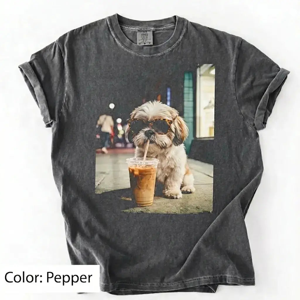 Dog Drinking Iced Coffee Meme Gift for Dog Lovers T-Shirt/Sweatshirt/Hoodie