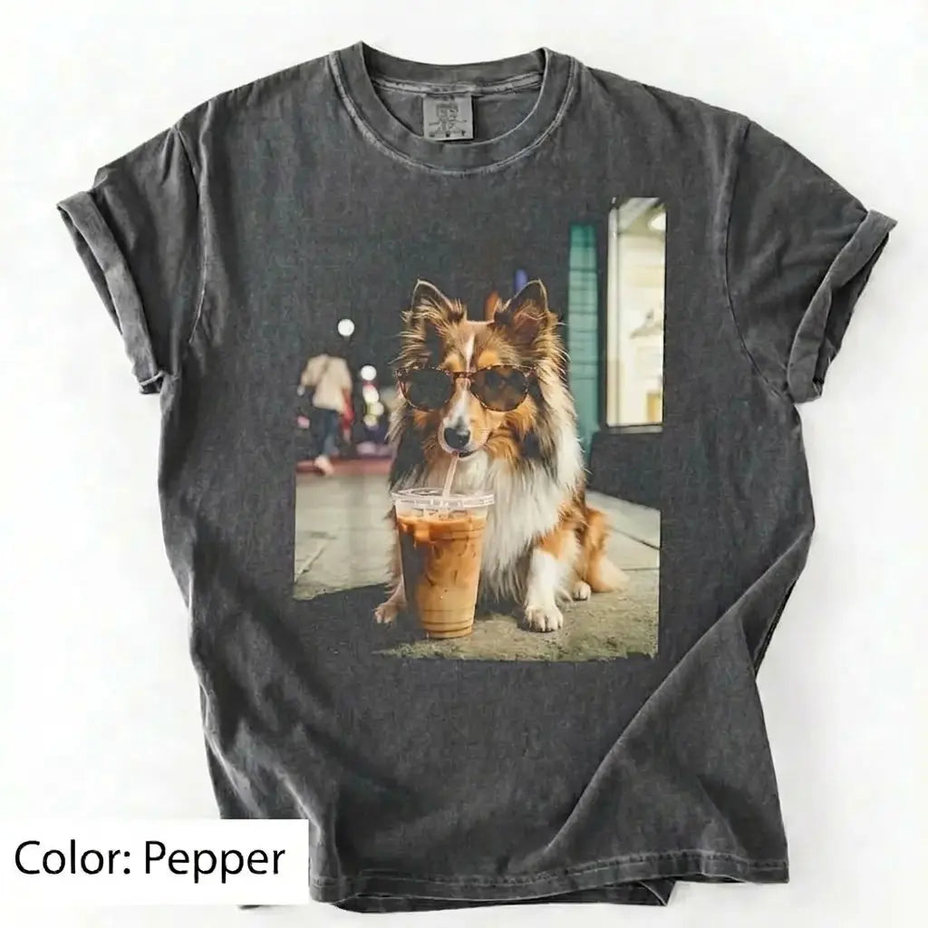Dog Drinking Iced Coffee Meme Gift for Dog Lovers T-Shirt/Sweatshirt/Hoodie