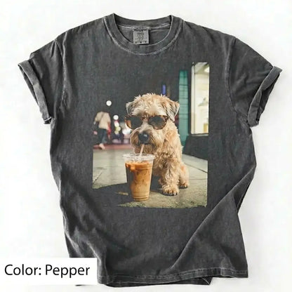 Dog Drinking Iced Coffee Meme Gift for Dog Lovers T-Shirt/Sweatshirt/Hoodie