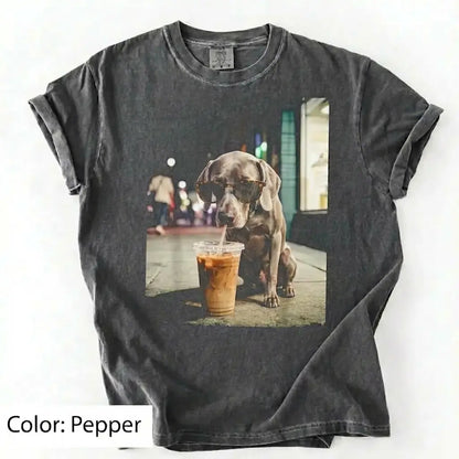 Dog Drinking Iced Coffee Meme Gift for Dog Lovers T-Shirt/Sweatshirt/Hoodie