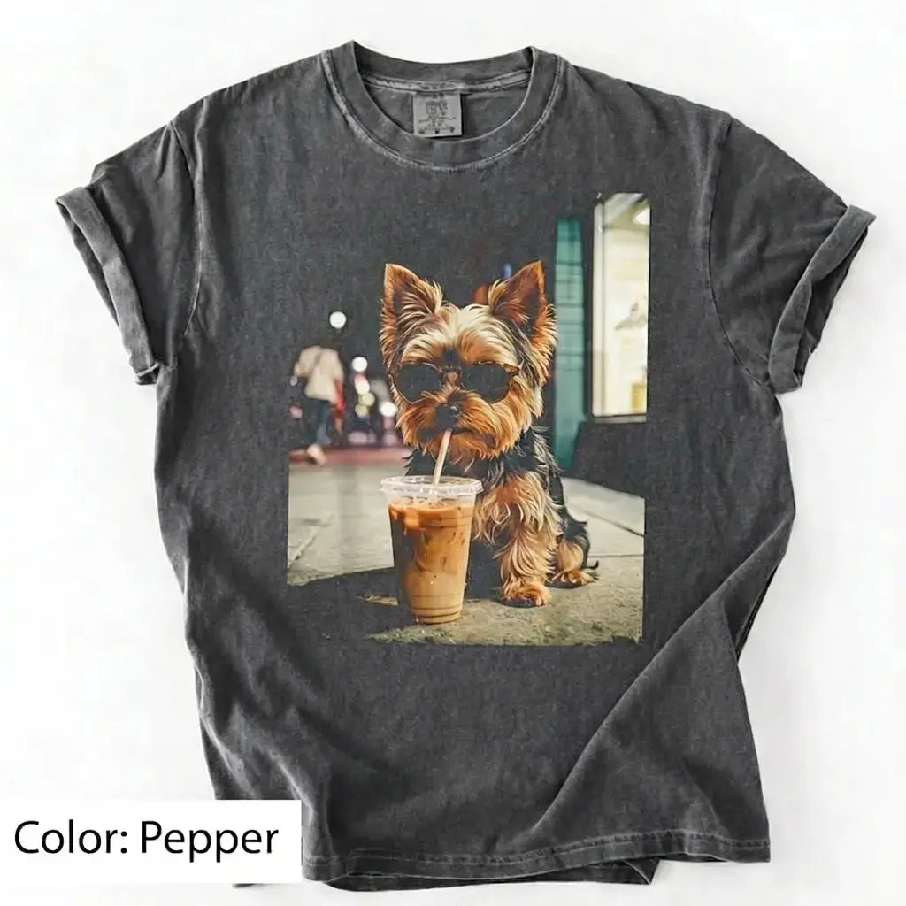 Dog Drinking Iced Coffee Meme Gift for Dog Lovers T-Shirt/Sweatshirt/Hoodie