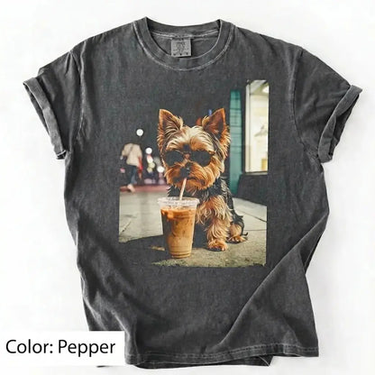 Dog Drinking Iced Coffee Meme Gift for Dog Lovers T-Shirt/Sweatshirt/Hoodie