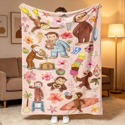 Curious George Cute Cartoon Monkey Series Blanket