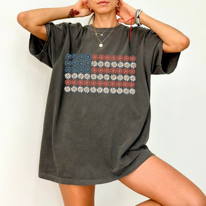 American Flag Flowers T-Shirt/Sweatshirt/Hoodie