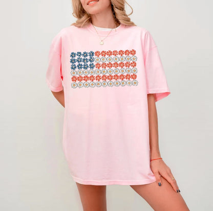 American Flag Flowers T-Shirt/Sweatshirt/Hoodie