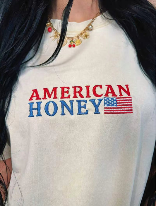 Patriotic American Honey Embroidered T-Shirt/Sweatshirt/Hoodie