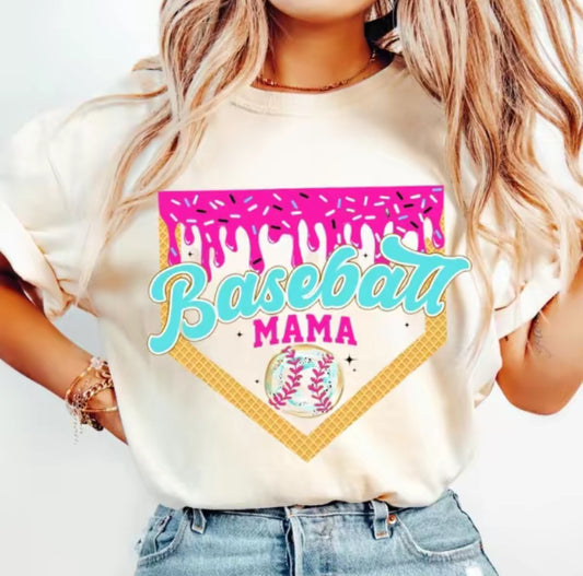 Baseball Mama Ice Cream Drip T-Shirt/Sweatshirt/Hoodie