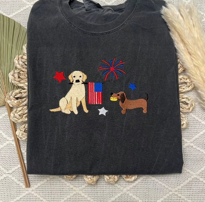 USA embroidered Fourth of July T-Shirt/Sweatshirt/Hoodie