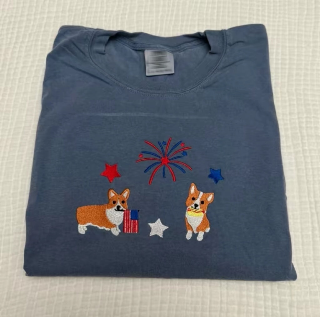 USA embroidered Fourth of July T-Shirt/Sweatshirt/Hoodie