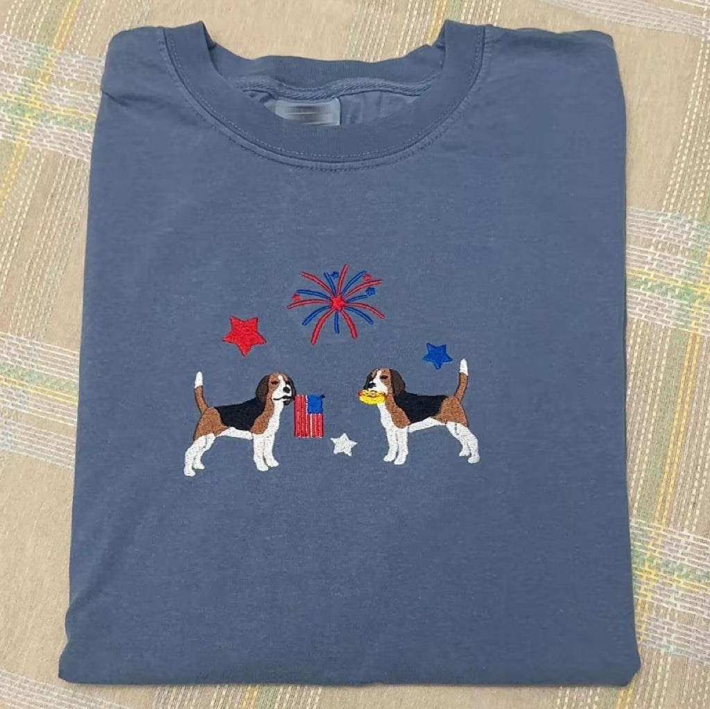 USA embroidered Fourth of July T-Shirt/Sweatshirt/Hoodie