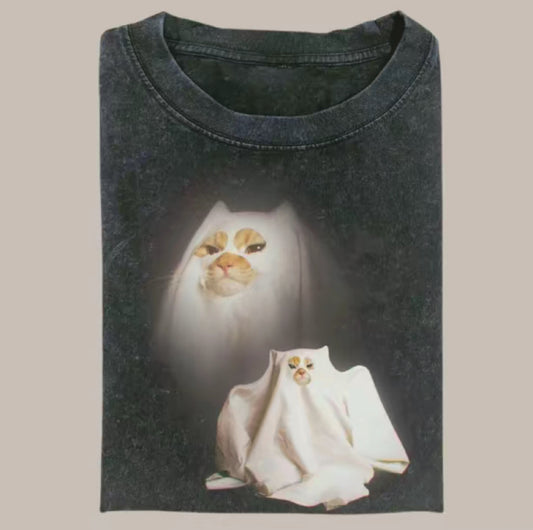 Retro Ghost Kitty Funny Meme T-Shirt/Sweatshirt/Hoodie