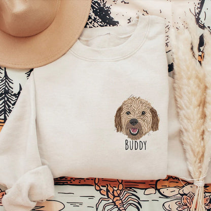 Personalized Pet Face and Name Embroidered Sweatshirt Hoodie