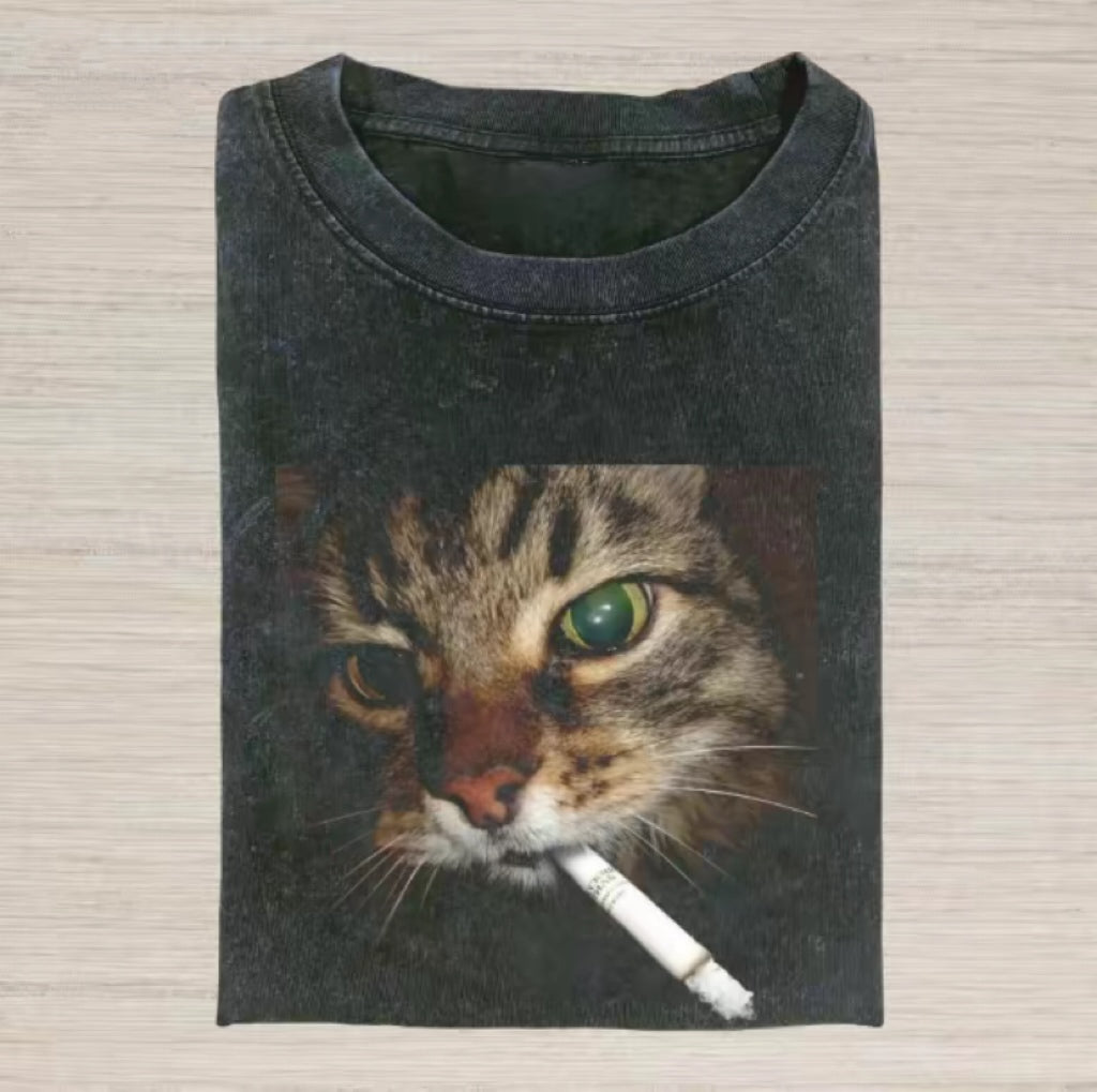 Cat Smoking Vintage T-Shirt/Sweatshirt/Hoodie