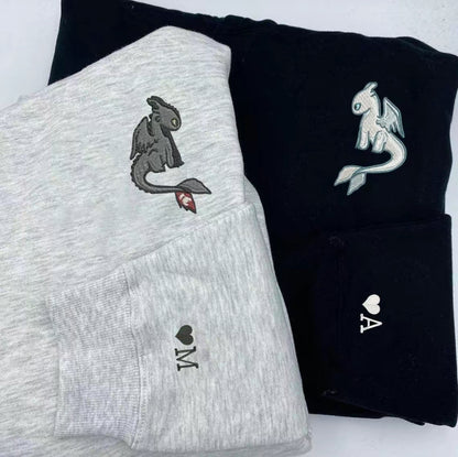 Toothless The Gragon Couple Embroidered T-Shirt/Sweatshirt/Hoodie